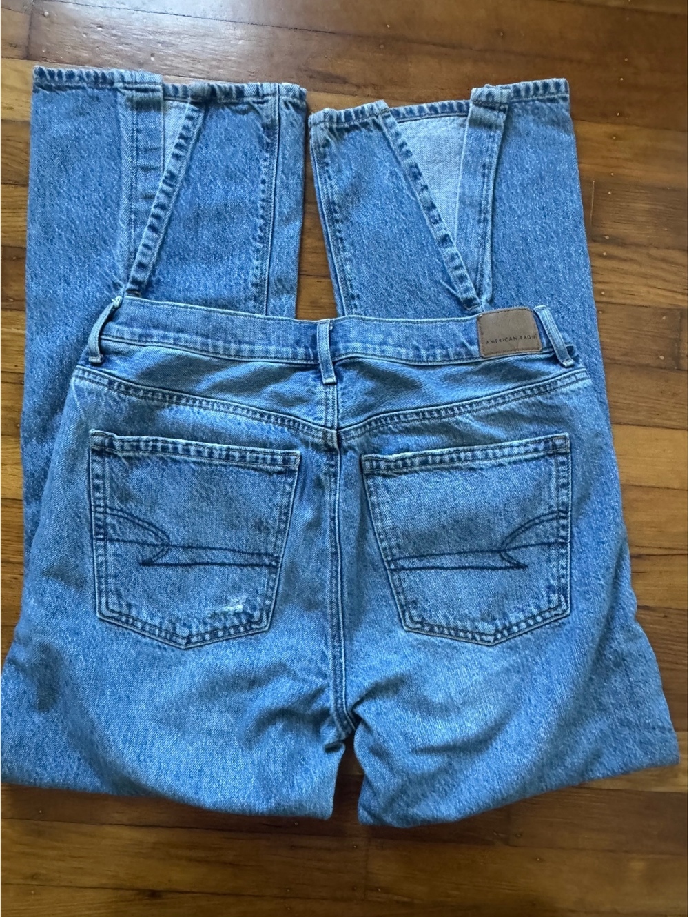American Eagle 90s Bootcut Jeans Size 8 Short Split Hem Light Wash 100% Cotton